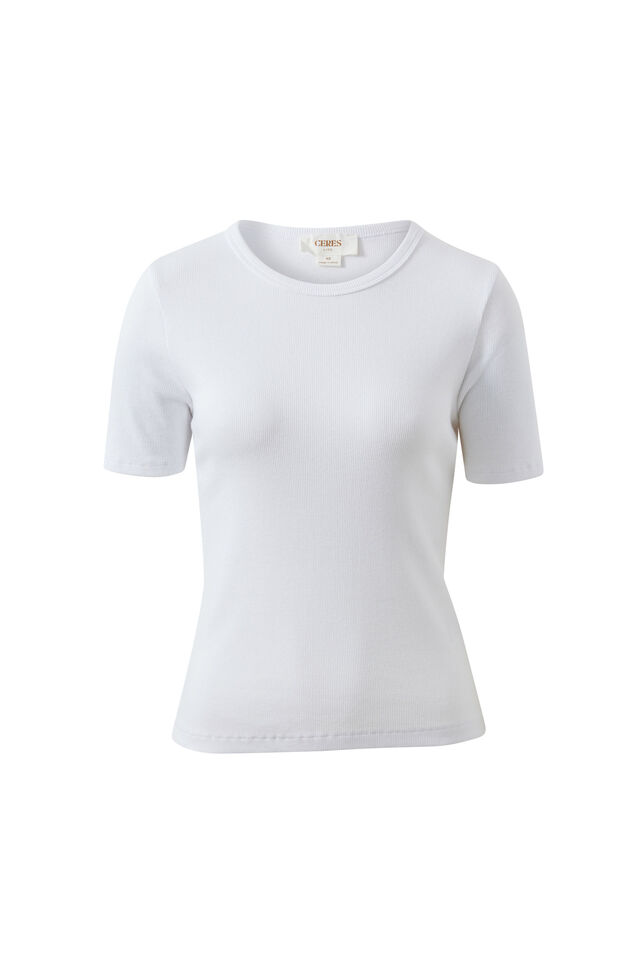 Luella Rib Tee, WHITE