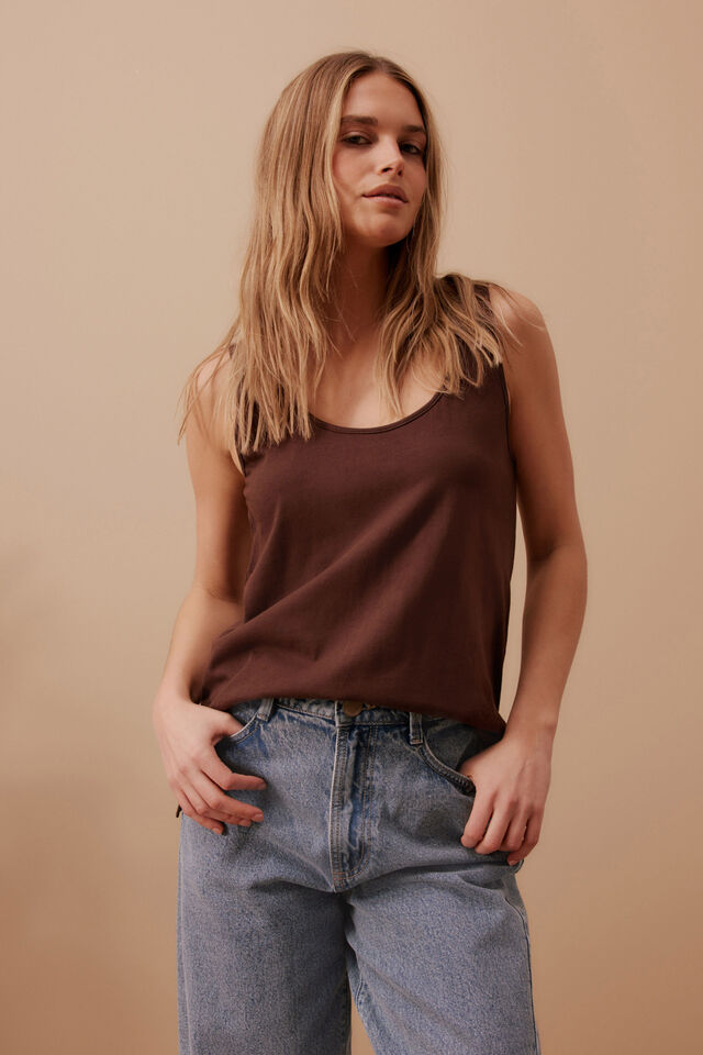 Bloom Slouchy Scoop Tank, CHOCOLATE