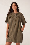 Half Placket Tunic Dress, SOFT OLIVE TWILL - alternate image 4