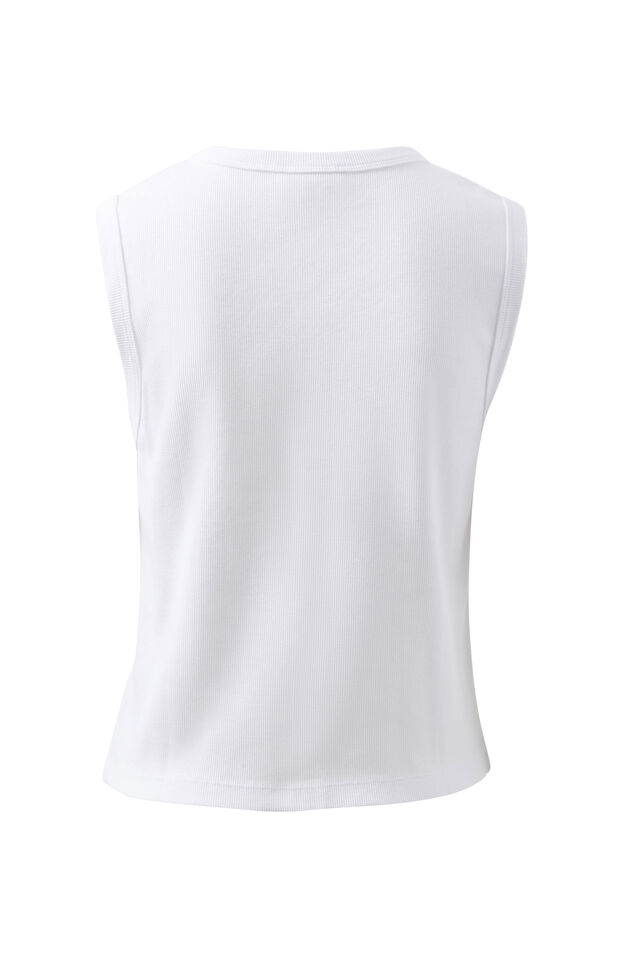 Lyla Button Through Rib Tank, WHITE