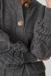 Cable Sleeve Cardigan In Recycled Blend Yarn, CHARCOAL MARLE - alternate image 3