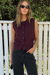 Soft Knit Button Vest, WINE - alternate image 1