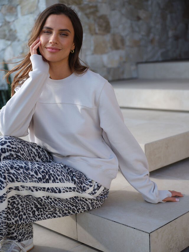 Relaxed Drawstring Pant, LEOPARD LINEN BLEND