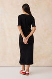 Contour Rib Short Sleeve Midi Dress, BLACK - alternate image 3
