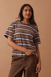 Stevie Slouchy Tee, CHALK/CHOC RETRO STRIPE - alternate image 4