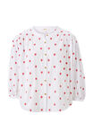 Woven Collarless Top, WHITE RED EMBROIDERED - alternate image 2