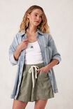 Panelled Pull On Short, KHAKI LINEN - alternate image 6