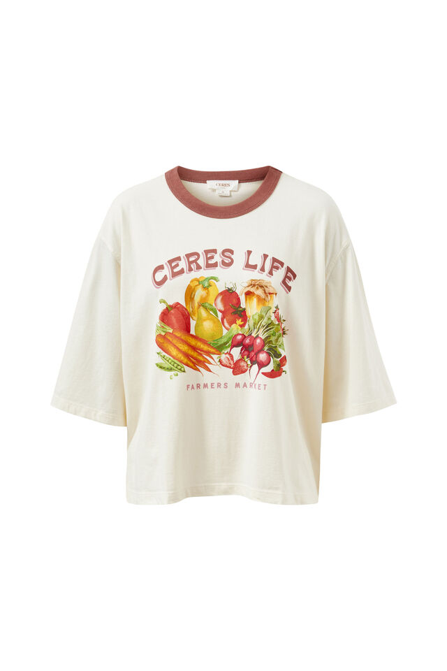 Macy Print Tee, MILK/FARMERS MARKET