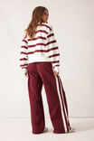 Gigi Wide Leg Terry Trackpant, BURGUNDY SIDE STRIPE - alternate image 3