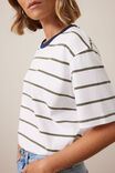 WHITE/WASHED OLIVE STRIPE