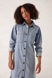Long Sleeve Yoke Detail Midi Dress, VINTAGE BLUE - alternate image 5