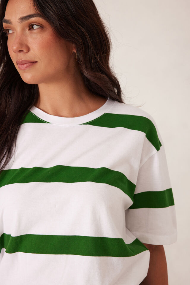 Stevie Slouchy Tee, WINTER GREEN BOLD STRIPE