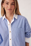 Peta Oversized Shirt, BLUE STRIPE WHITE COLLAR ORGANIC COTTON - alternate image 5
