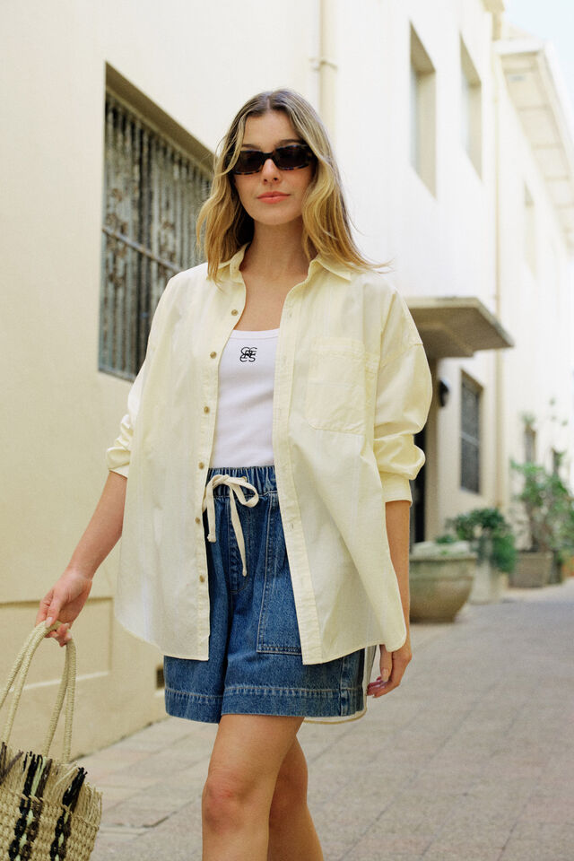 Oversized Shirt, BUTTER WHITE STRIPE ORGANIC COTTON