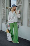 Gigi Wide Leg Terry Trackpant, PISTACHIO WASHED NAVY SIDE STRIPE - example image 6