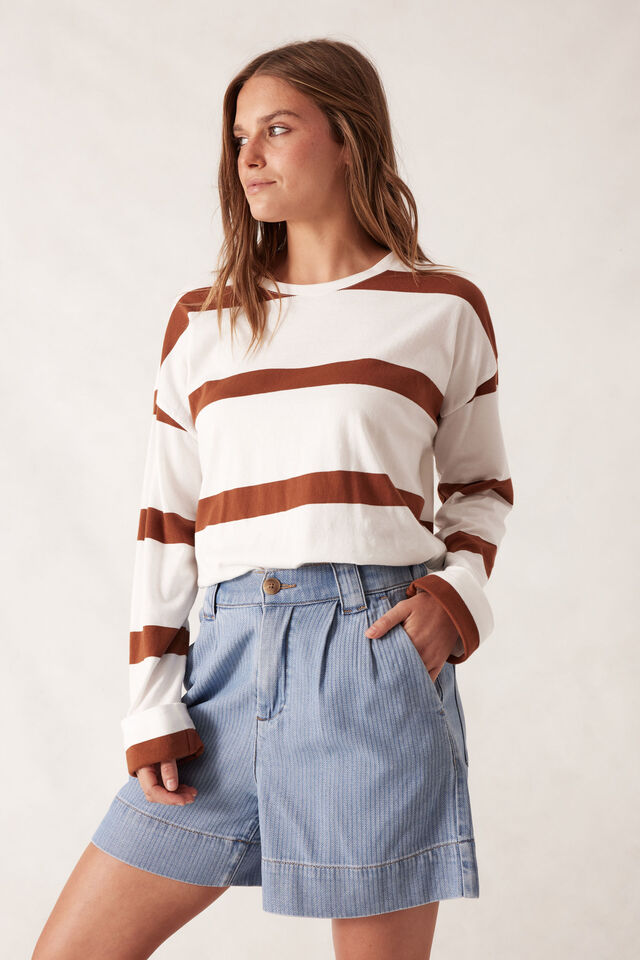 Billie Pleat Front Short, BLUE HERRINGBONE