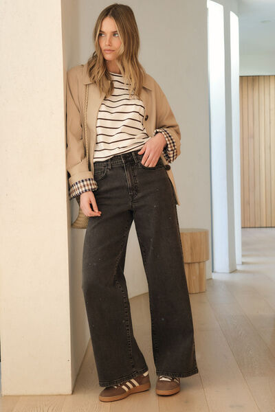 Evie Wide Leg Jean, WASHED BLACK
