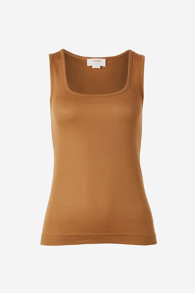 Super Soft Square Neck Layering Tank, GINGER