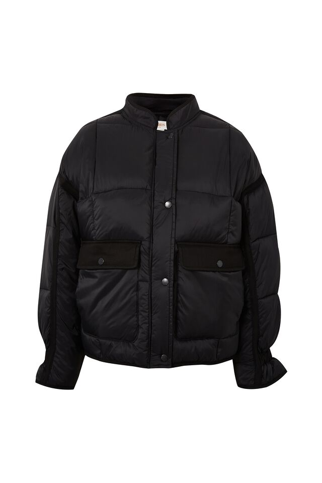 Recycled Cropped Puffer, BLACK