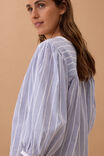 Woven Collarless Top, COLLEGE BLUE LADDER STRIPE - alternate image 5