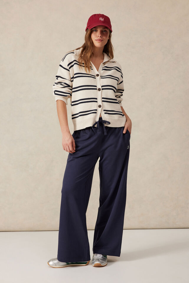 Wide Leg Terry Trackpant, NEW NAVY