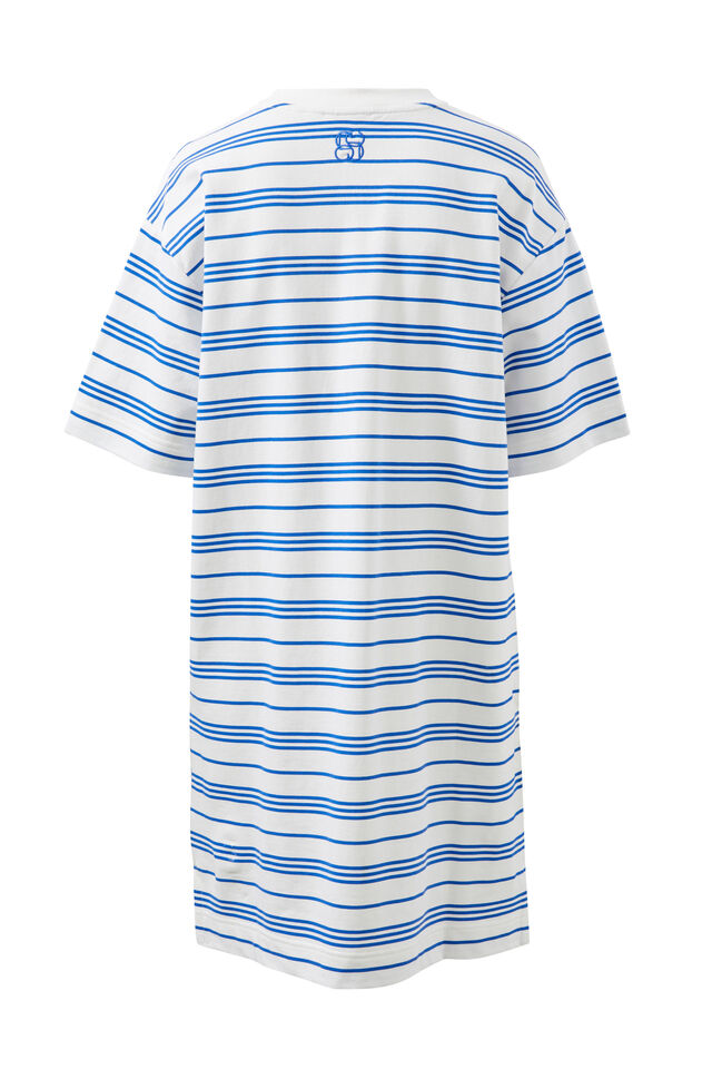 Cleo Mini Terry Dress, WHITE AZURE BLUE STRIPE