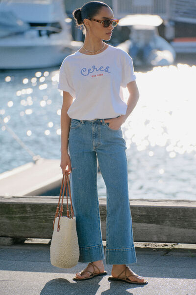 Jude Wide Leg Crop Jean, MID INDIGO