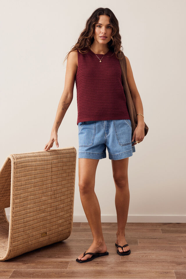 Maddy Mesh Knit Tank, MULBERRY