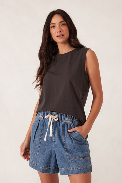 Relaxed Sleeveless Tee, PHANTOM