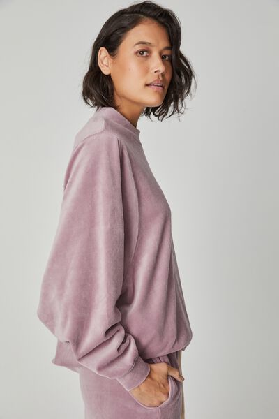 Velour Oversized Sweater, MAUVE SHADOW