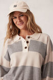 Long Sleeve Rugby Knit, GREY MARLE/OATMEAL MARLE STRIPE - alternate image 4