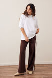 Gigi Wide Leg Terry Trackpant, CHOCOLATE SIDE STRIPE - example image 6