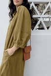 Midi Shirt Dress, FIG GREEN TEXTURED COTTON - alternate image 4