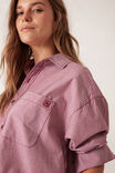 Peta Oversized Shirt, BURGUNDY WHITE NARROW STRIPE - alternate image 5