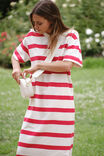 Charlotte Midi Terry Dress, WHITE RED BOLD STRIPE - alternate image 6