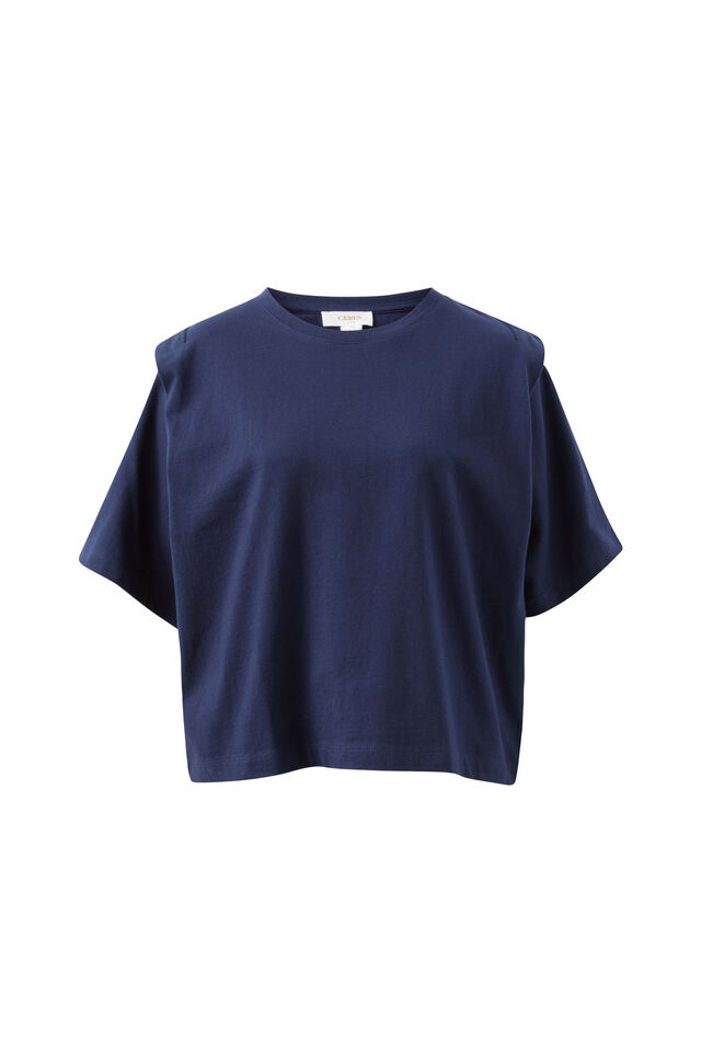 Rainey Pleat Sleeve Tee, TRUE NAVY