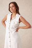 Sleeveless Panelled Midi Shirt Dress, FRESH ECRU TWILL - alternate image 6