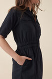 Utility Shirt Dress In Cotton Linen Blend, BLACK - alternate image 4