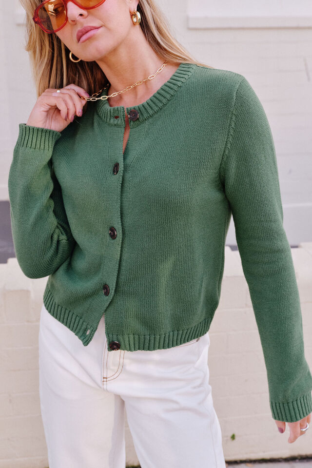 Nelly Long Sleeve Knit Cardi, BASIL