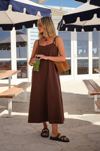 Remy Strappy Midi Dress, CHOCOLATE