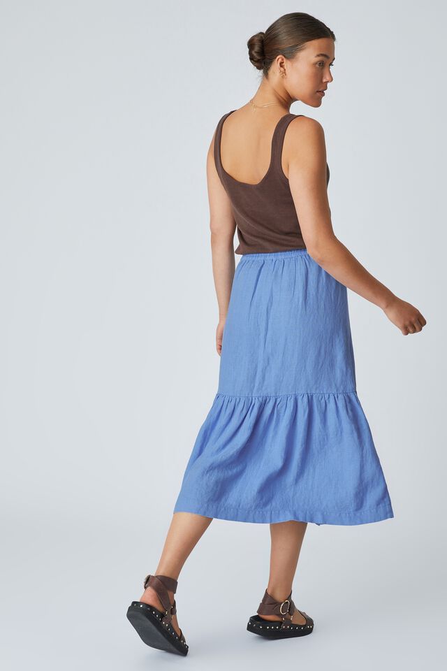 Emma Hawkins Linen Midi Skirt, BLUEBELL