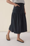 Tiered Midi Skirt, WASHED BLACK TWILL - alternate image 3