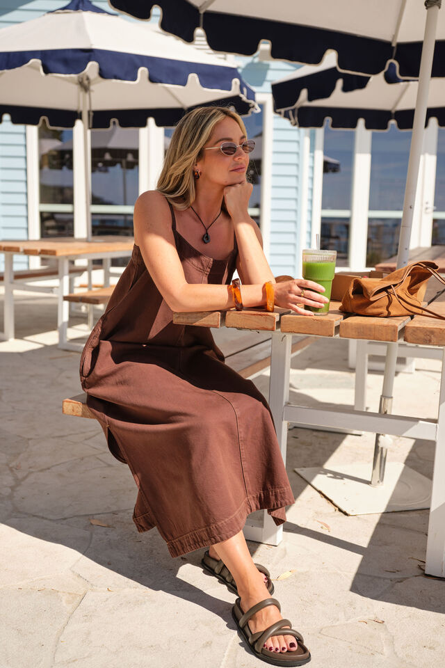 Remy Strappy Midi Dress, CHOCOLATE