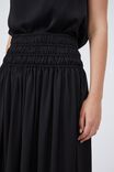 Satin Shirred Midi Skirt With Recycled Fibres, BLACK - alternate image 4