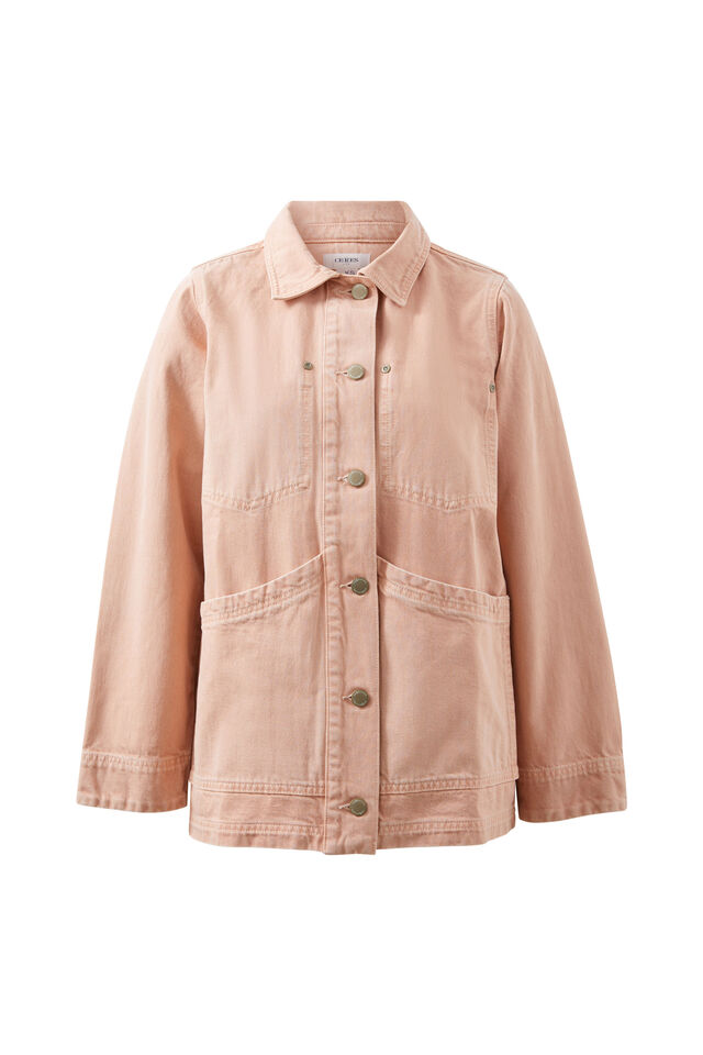 Ava Chore Shacket, WASHED PINK