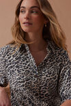 Ava Short Sleeve Midi Dress, LEOPARD LINEN BLEND - alternate image 5