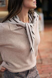 Sully Triangle Knit Scarf, OATMEAL MARLE/CHOCOLATE STRIPE - alternate image 1