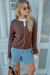 Nelly Long Sleeve Knit Cardi, CHOCOLATE - alternate image 1