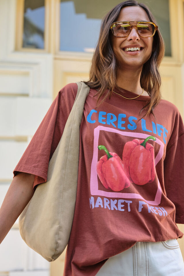 Liv Oversized Tee, GINGER/FARMERS MARKET