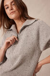 Slouchy Zip Knit, LIGHT GREY NEP - alternate image 4